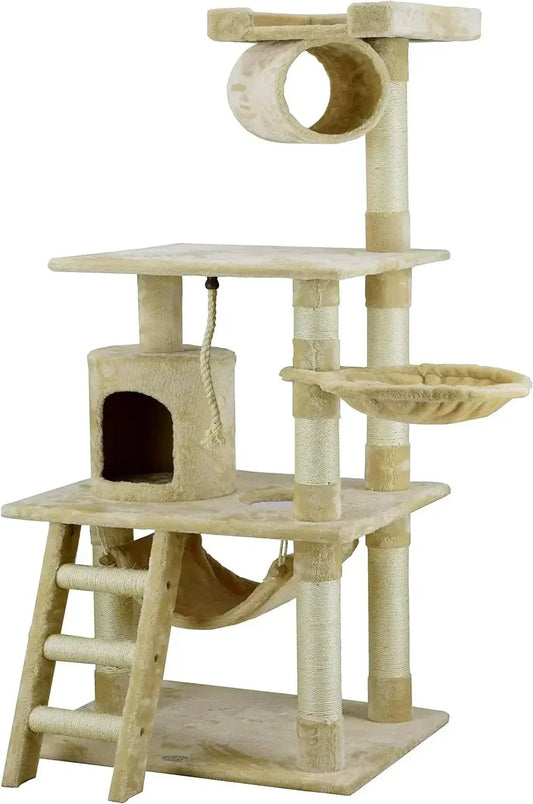 l-arbre-a-chat.com 62-Inch Cat Tree, Multi-purpose All-in-one Activity Structure for All Your Kitty’s Climbing, Scratching, Cuddling, Jumping