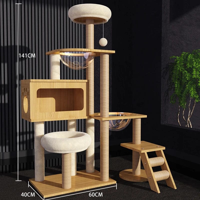 l-arbre-a-chat.com Tower Wood Cat Scrapers Toys Nest High Claw Sharpener Board Cat Scrapers Cute Tree Home Drapak Dla Kota Cat Supplies MR50CS